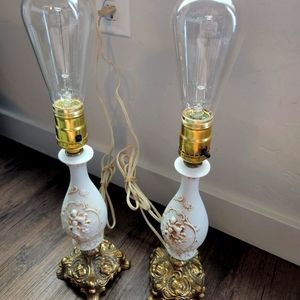 *SOLD ON ANOTHER PLATFORM* Antique Cherub Lamps With Edison Bulbs